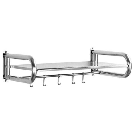 Soporte de pared reforzado de acero inoxidable para microondas, ideal para cocinas y restaurantes, con estante práctico, 45 x 36,5 cm.