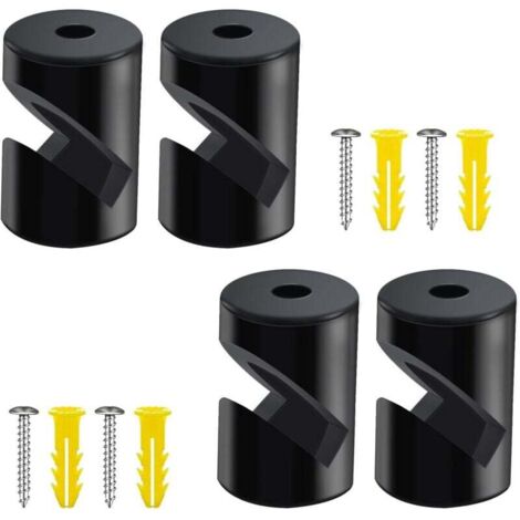 Soporte de pared y techo KZQ para cables [4 unidades, negro] Soporte de techo con tornillos y tacos, soporte de superficie para cables para proyectos de bricolaje.