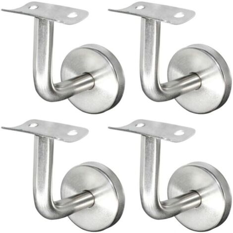 Soporte de pasamanos de acero inoxidable 304 para barandilla de escalera, montaje en pared, barandilla de madera, plateado, paquete de 4