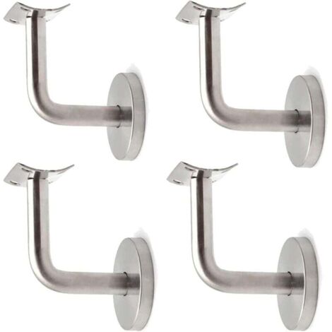 Soporte de pasamanos de acero inoxidable para montaje en pared de barandilla de madera con roseta de cubierta (4 unidades)