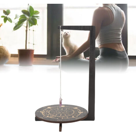 Soporte de péndulo de cristal para joyería y decoración, bandeja de meditación de madera prensada (22 x 31,6 cm) con colgante, base y astrolabio – para salón o espacio espiritual