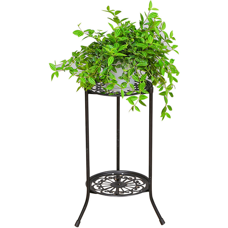 

Soporte de planta de metal de dos niveles, soporte de maceta, para decoracion del hogar del jardin del balcon,Negro, Tipo 1