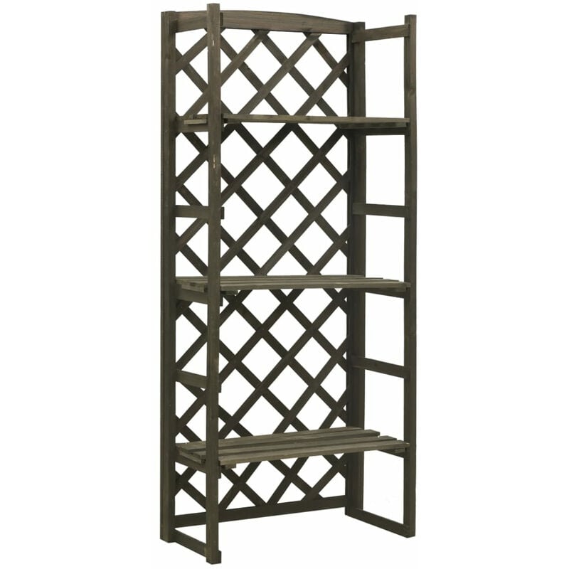 

Soporte de plantas con enrejado abeto macizo gris 60x30x140 cm