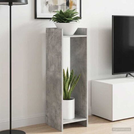Soporte de plantas con estante Gris Concreto 30 x 30 x 100 cm