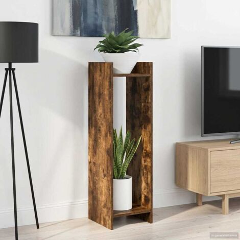 Soporte de plantas con estante Roble Ahumado 30 x 30 x 100 cm