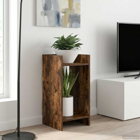 Soporte de plantas con estante Roble Ahumado 30 x 30 x 60 cm