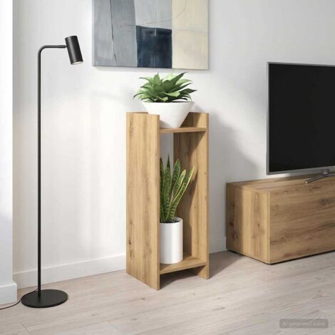 Soporte de plantas con estante Roble Artesanal 30 x 30 x 80 cm
