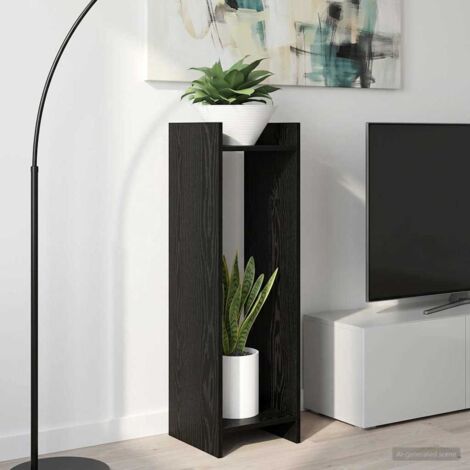 Soporte de plantas con estante Roble Negro 30 x 30 x 100 cm