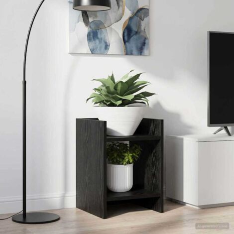 Soporte de plantas con estante Roble Negro 30 x 30 x 40 cm