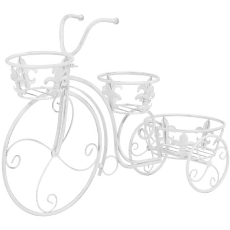 Soporte Para Plantas Con Forma De Bicicleta Retro - De Metal Con 3 Ruedas, Ideal Para Terraza, Jardín O Balcón