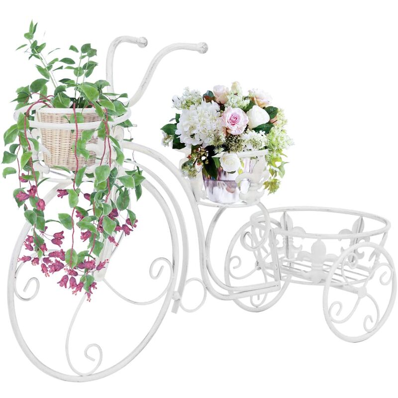 

Soporte de plantas con forma de bicicleta metal estilo vintage - Blanco