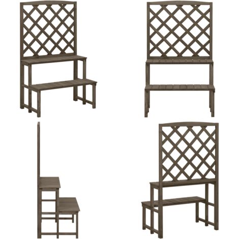 Soporte de plantas y enrejado madera de abeto gris 70x42x115 cm - Enrejado de madera - Macetas