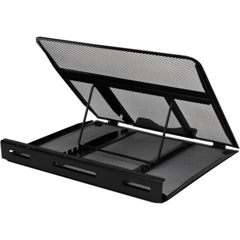 Soporte de portátil ergonómico, ajustable y con ventilación, apto para portátiles de hasta 17,3 pulgadas, Negro, 33 x 28,7 x 18,5 cm