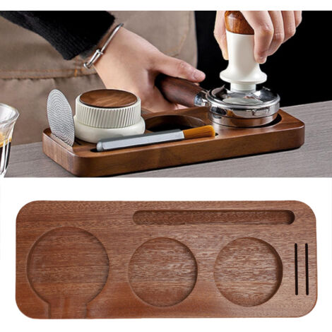Soporte de preprensa de madera de nogal para portafiltros de 51 mm: estación de compactación de café y organizador.
