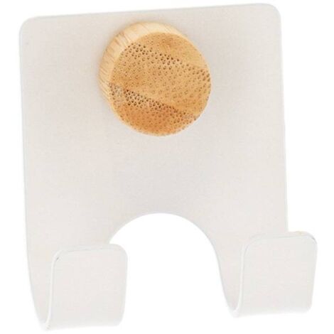 Soporte de rasqueta metálico para fijar en estructura con tornillos de bambú - blanco mate - Tendance