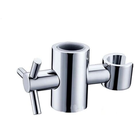Soporte de repuesto para cabezal de ducha con barra deslizante - Altura y ángulo ajustables - Latón macizo - Plateado - 24 mm