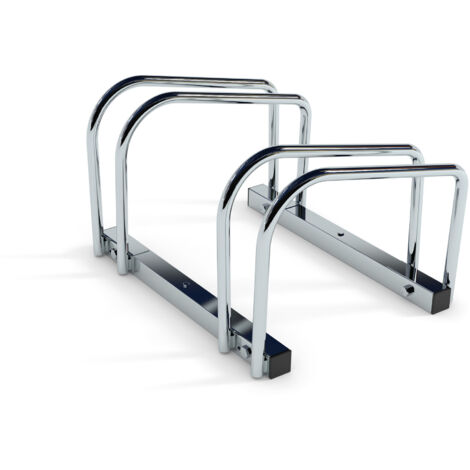 Soporte de Suelo para 2 Bicicletas de acero inox brillo  Medidas 37x27x33 cm Incluye Tornillos para Instalación