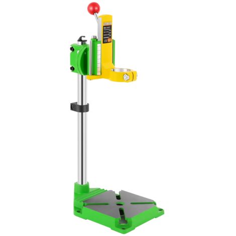 Soporte de taladro eléctrico ajustable, giratorio 90°, soporte para taladro de banco, taladro de mano, con base de 22 x 16 cm, tres cabezales de plástico