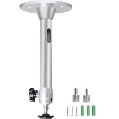 Soporte de techo para proyector, soporte de pared/techo, soporte de proyector ajustable, soporte de techo universal de aluminio (plateado)