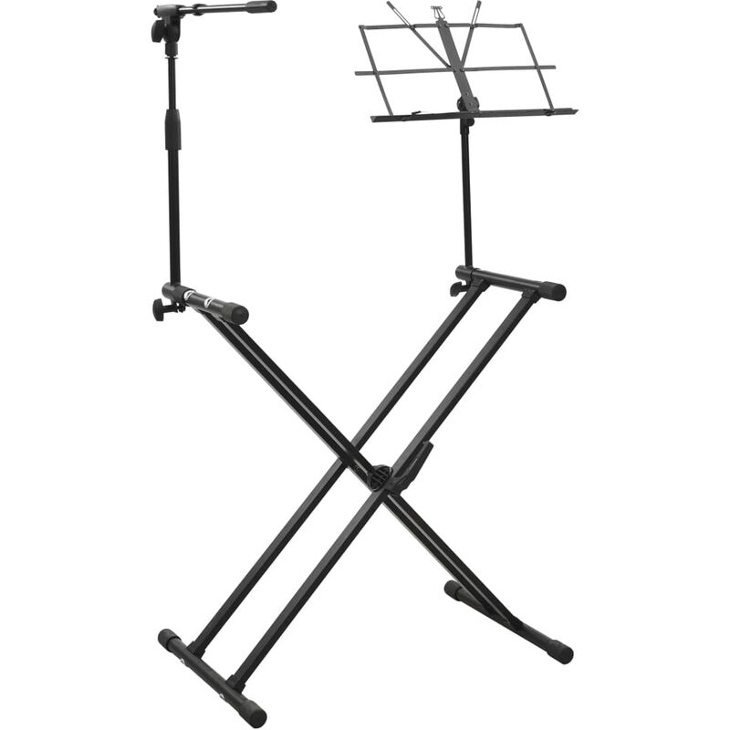 

Soporte de teclado con soporte de micrófono y atril - Negro - Vidaxl