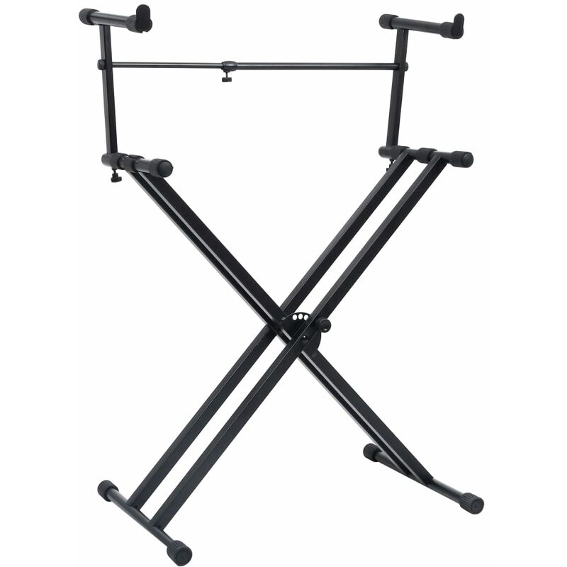 

vidaXL Soporte de teclado de doble refuerzo en X negro - Negro