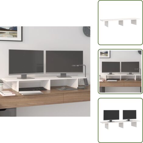 Soporte de teclado - vidaXL Soporte de monitor madera maciza de pino blanco 100x27x15 cm - Soporte de pantalla