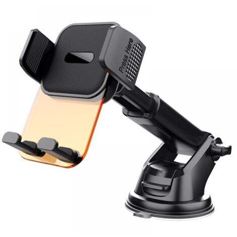 Soporte de teléfono para coche de una pieza, transparente y naranja, para salpicadero, rotación de 360°, para parabrisas (smartphone de 4 a 7 pulgadas)