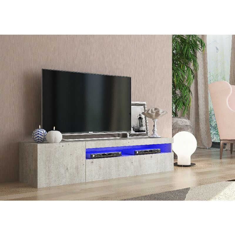 

Soporte de TV Daiquiri - con Puertas, Estanterias, Estanterias - Sala de estar, Sala de estar - Gris en Madeira, 150 x 40 x 36,5 cm