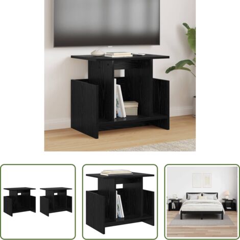 Soporte de tv de madera -  Soporte de TV 2 pcs Roble Negro 50 x 35 x 45 cm