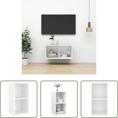 Soporte de tv -  Mueble de pared para TV madera contrachapada blanco 37x37x72 cm