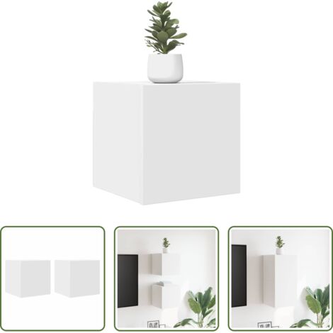 Soporte de TV -  Muebles de pared para TV 2 uds blanco 30,5x30x30 cm
