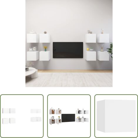 Soporte de TV -  Muebles de pared para TV 8 uds blanco 30,5x30x30 cm