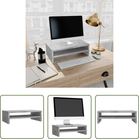 Soporte de TV -  Soporte de pantalla madera ingeniería gris hormigón 42x24x13 cm
