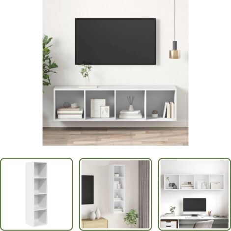 Soporte de TV -  TV de pared con madera contrachapada blanco 37x37x142,5 cm