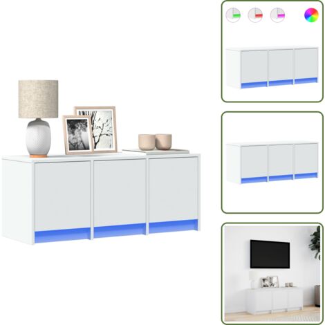 Soporte de TV - vidaXL Mueble de TV con LED madera de ingeniería blanco 97x34x40 cm - Almacenamiento para DVD