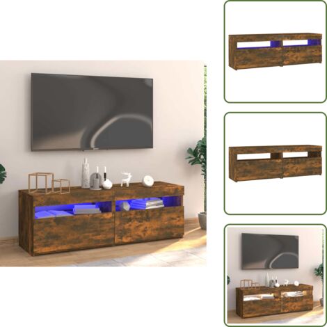 Soporte de TV - vidaXL Mueble de TV con luces LED roble ahumado 120x35x40 cm - Almacenamiento