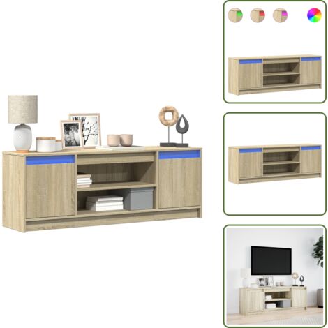 Soporte de tv - vidaXL Mueble de TV LED madera ingeniería roble Sonoma 139,5x34x50 cm - Almacenamiento