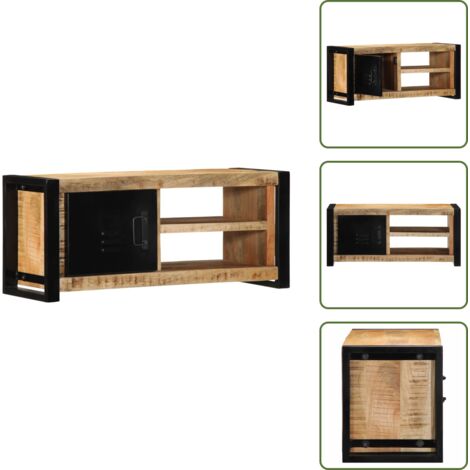 Soporte de TV - vidaXL Mueble para la TV 80x30x35 madera maciza mango rugosa - Mueble industrial