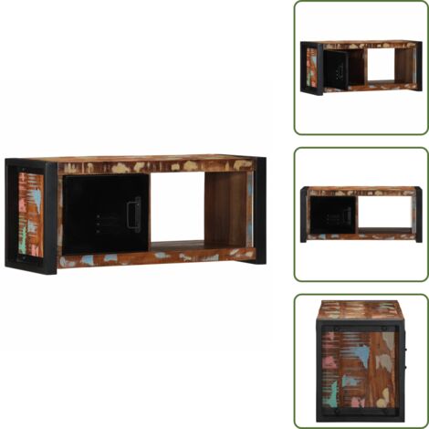 Soporte de TV - vidaXL Mueble para la TV 80x30x35 madera maciza reciclada - Muebles industriales