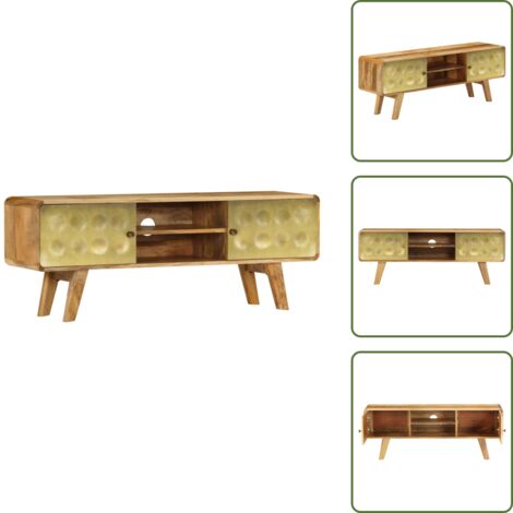 Soporte de TV - vidaXL Mueble para TV de madera maciza de mango 120x30x45 cm - Mueble auxiliar