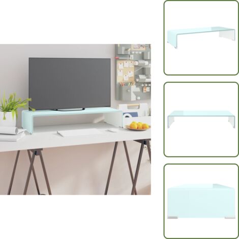 Soporte de TV - vidaXL Mueble TV/Elevador de monitor cristal verde 70x30x13 cm - Estante para TV