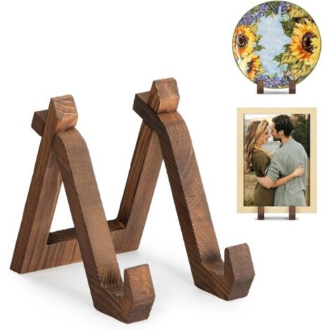 Soporte decorativo de madera para platos, soporte para platos de mesa, soporte para marcos de fotos, pequeño caballete - 15,2 cm (1 pieza)