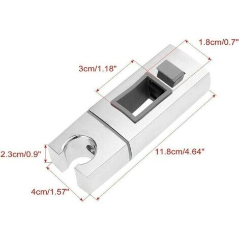Soporte deslizante para cabezal de ducha (18 x 30 mm), rectangular, cuadrado, reemplazable, ABS cromado, para baño.