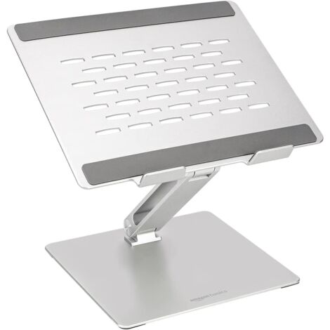 Soporte ergonómico ajustable para portátil (para dispositivos de hasta 17,3 pulgadas), con rejilla de ventilación, altura y ángulo infinitamente ajustables, color plata, 30 x 24,5 x 6,5 cm.