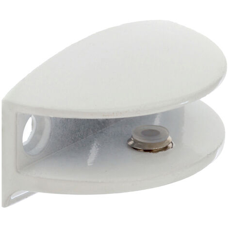 Soporte Fijo para Baldas de Cristal y Madera  Fabricado en Zamak  Acabado en Blanco  Para Baldas con Espesores de 10 mm  Medidas 502525 mm  Sistema de Fijación Atornillado  1 Unidad -