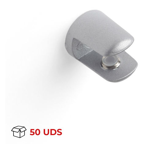Soporte Fijo para Baldas de Cristal y Madera | Fabricado en Zamak | Acabado en Cromo Mate Líquido | Para Baldas con Espesores de 8-10 mm | Medidas 20*20*24 mm | Sistema de Fijación Atornillado | 50 Unidades - Cromo Mate Líquido
