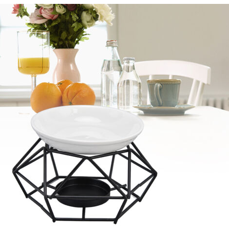 Soporte geométrico de metal para conos de incienso [estilo G] [E-200g] Mini quemador de aceite, diseño nórdico, malla negra, práctico, elegante, hecho de hierro y cerámica.