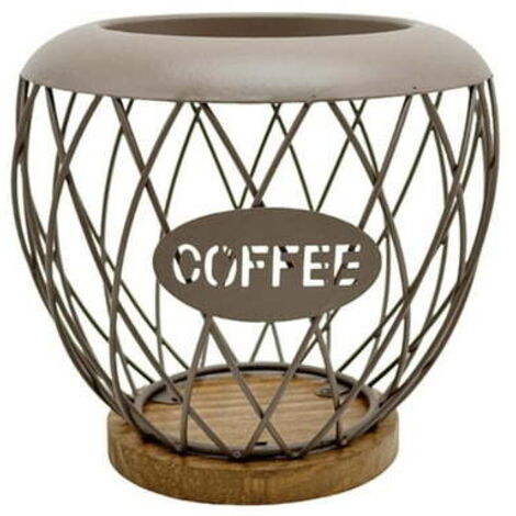 Soporte geométrico para cápsulas de café, estante de almacenamiento resistente de madera de hierro, ideal para encimeras, cocinas pequeñas, oficinas y decoración - Marrón