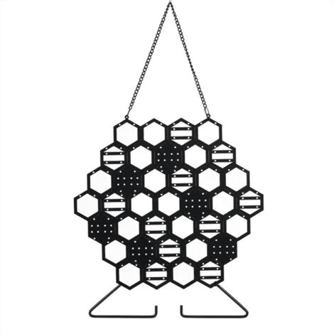 Soporte hexagonal de metal negro para joyería, para montaje en pared [26x33cm]