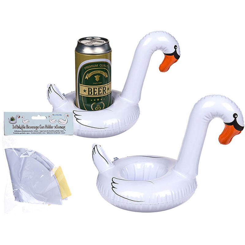 

Soporte para Bebidas Cisne Hinchable 18cm Diámetro, Posavasos para Latas Blanco